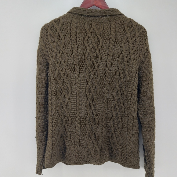 Paul James Wool Cableknit Brown Cardigan Made in England Size Medium - Picture 2 of 4